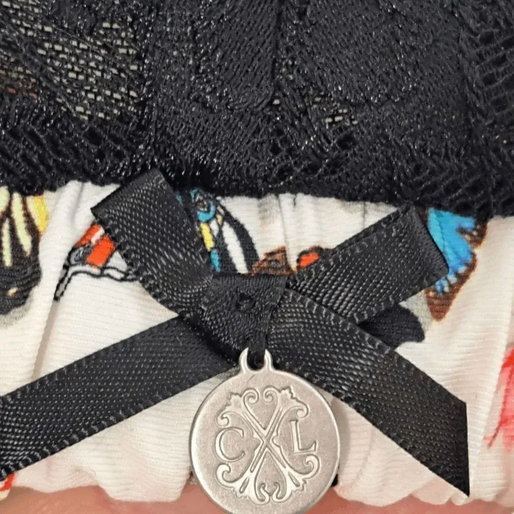 Christian Lacroix Caviar Black Lace Accent Wireless Bralette with Butterflies si